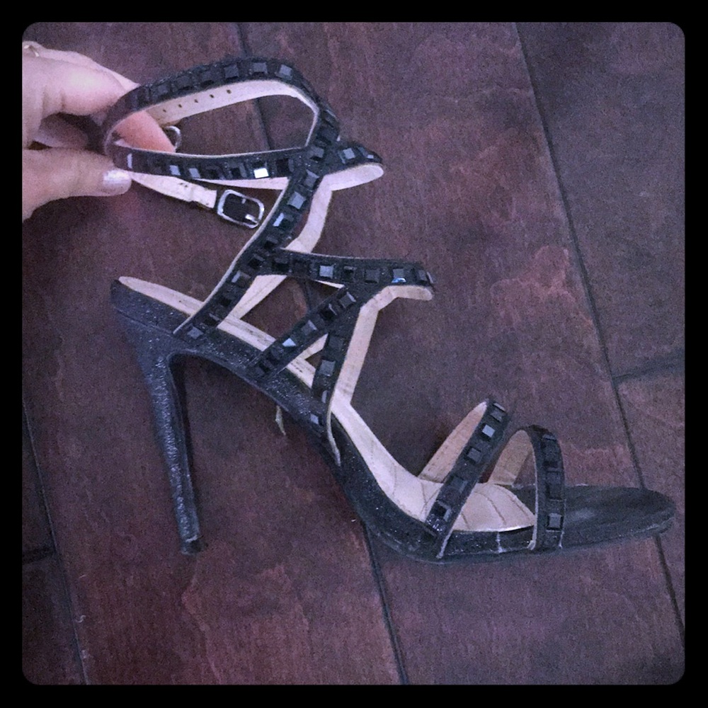 Jeweled black heels